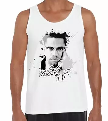 Malcolm X Grunge Design Men's Tank Vest Top - Black Pathers Civil Rights • $27.61