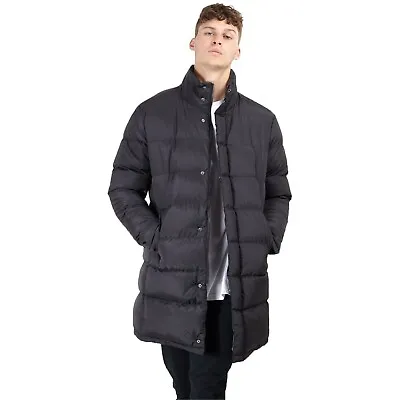 Mens Padded Long Parka Jacket Brave Soul Quilted Bubble Coat Funnel ALEXANDER Wi • £34.99