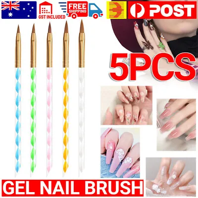 5 Nail Art Acrylic Brushes Set Size 2 4 6 8 10 Gel Drawing Polish Pen Kit New • $4.67