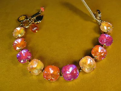 MARIANA BRACELET SWAROVSKI CRYSTALS TENNIS Yellow Gold PL PINK ORANGE YELLOW  • $189