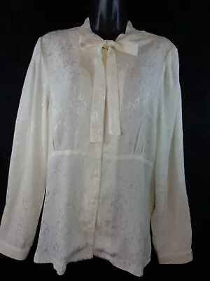 CAbi Blouse Women's XL Ivory Style 196 Long Sleeve Tie Neck  Empire Waist • $24.99