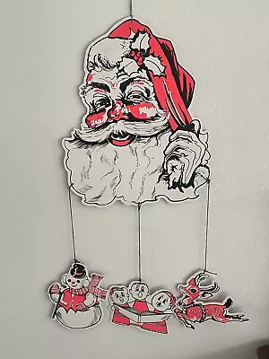 Vintage MCM Christmas Die Cut Mobiles Hanging Santas Reindeer Diecuts Snowman • $74.99