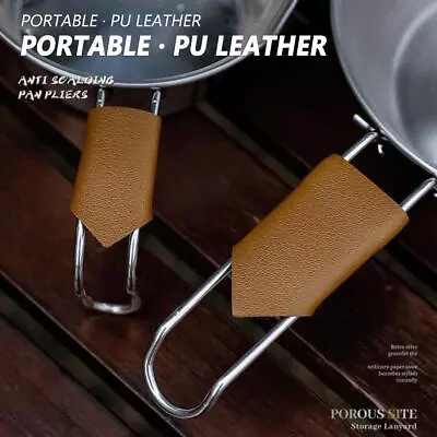 PU Leather Outdoor Bowl Handle Cover Vintage Triangle Anti-scald Pot Supplies • $17.59