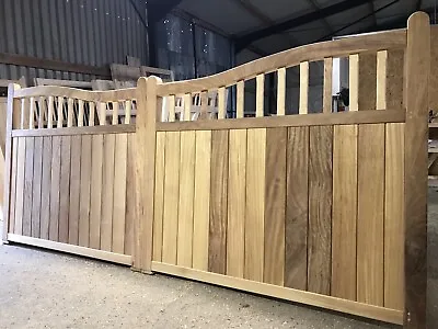 Hardwood Driveway Gates Iroko Gates Wooden Swan Neck Quality The Admirals Gate • £2420