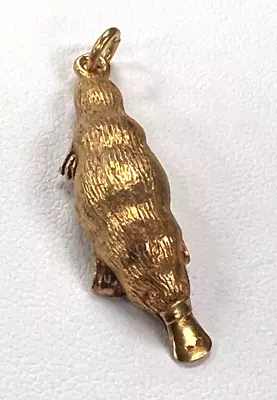 Vintage European Estate 9K Solid Yellow Gold Platypus Animal 3D Signed Charm • $900