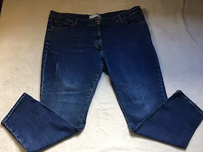 £5 • Buy Next Relaxed Skinny Mid Rise Jeans. Size 20. Blue. Stretch Cotton Denim