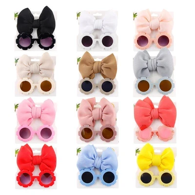 £5.63 • Buy Children Baby Girls Sunglasses Hair Band Set Cartoon Glasses Knot Bow Headband