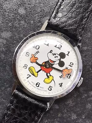 Vintage Mickey Mouse Mens Wrist Watch 34mm 1970s Bradley Fat Boy Pie Eye Working • £95