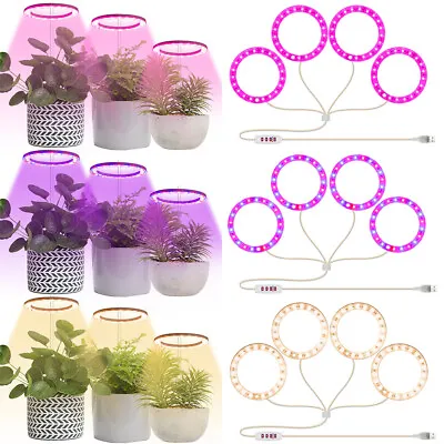 £15.83 • Buy 80 LED Grow Light Plant Growing Full Spectrum Dimmable Indoor Plants Ring Lamp