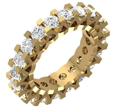 Eternity Band Engagement Ring SI1 H 3.20 Ct Round Diamond 14K Yellow Gold RS 5 • $2999.99