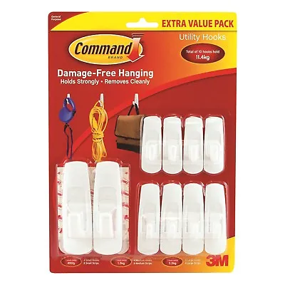 3M Command Hooks 10 Pack Picture Hanging Extra Value Strong Damage Free • $33