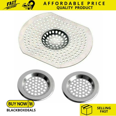 £3.39 • Buy 3 X Stainless Steel Sink Bath Plug Hole Strainer Basin Hair Trap Drainer Cover