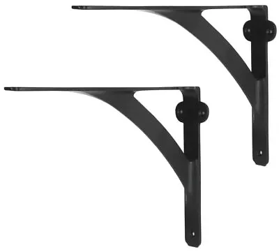 [Set Of 2] Black Iron Shelf Brackets For 8  10  12  Shelves- Black Powder C... • $43.31