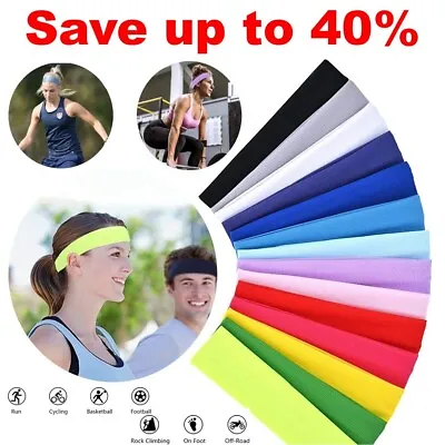 Stretchy Band Yoga Hair Bands Headband Gym Sports Plain Alice Band Girls School  • £0.99