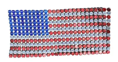 American Flag Upcycled Bottle Cap Art Budweiser Michelob Ultra BL Wall Decor  • $110