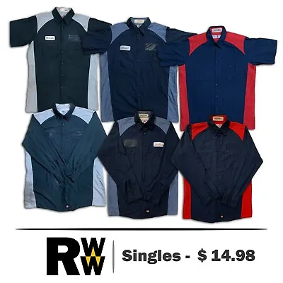 Red Kap Auto Mechanic Technician Two Tone Shirts MotorSport Work Uniform #B • $14.98