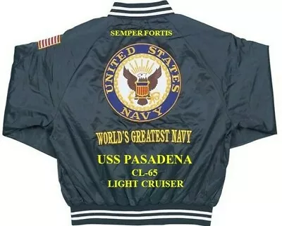 Uss Pasadena  Cl-65  Light Cruiser Navy Embroidered Satin Jacket(back Only) • $169.95