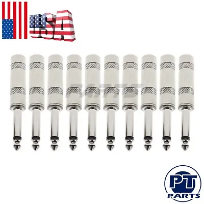 10pcs 1/4 MONO TS Heavy Duty Male Audio Speaker Guitar Cable Connector Plug Jac • $11.49