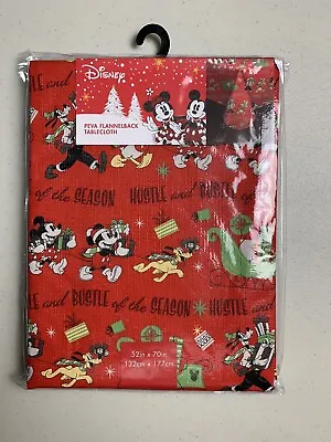 Disney Mickey Minnie Pluto Christmas PEVA Flannel Backed Tablecloth 52''x70  New • $24