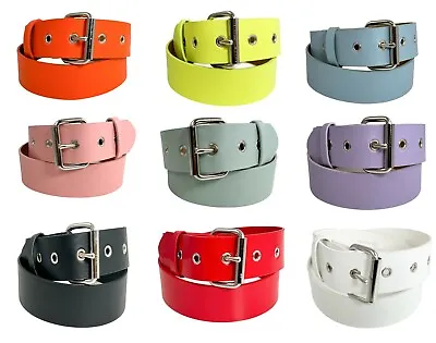 Premium Vegan Belt Pastel Neon Colors 1 1/4  Wide Grommet Holes Snap Off Buckle • $15.99