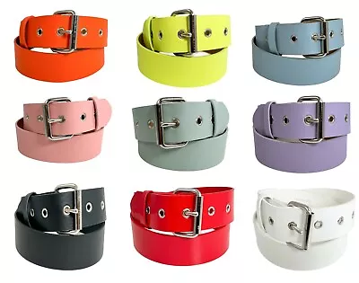 Vegan Belt Pink Purple Red Black 1 3/4  Wide Grommet Holes Roller Buckle USA • $12.99