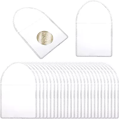 Single Pocket Coin Sleeves Holders 50PCS 2 Inch Individual Pocket Coin Flips Pl • $11.42