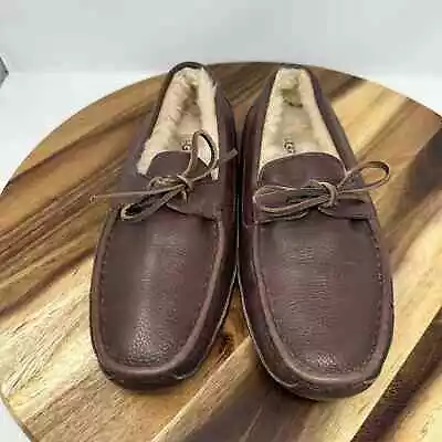 UGG Australia Byron 5161 Genuine Sheepskin Brown Leather Loafer/Slipper Men's 11 • $44.99
