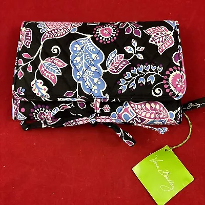 Vera Bradley Roll Up Jewelry Travel Organizer Bag In Alpine Floral Black • $17.99