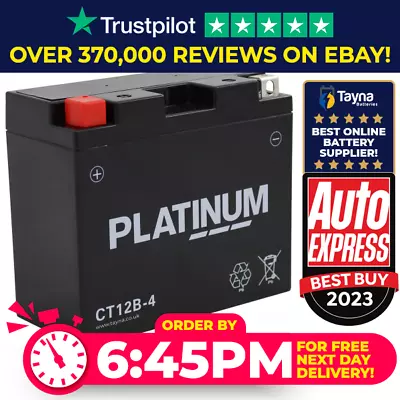 CT12B-4 PLATINUM AGM Motorcycle Battery Replaces YT12B-4 • £35.34