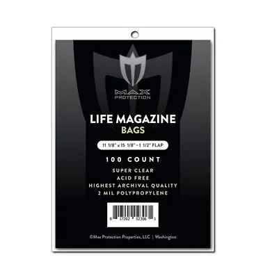 200 Max Pro Ultra Clear Life Magazine Bags - 11-1/8 X 14-1/4  - Acid Free • $22.84