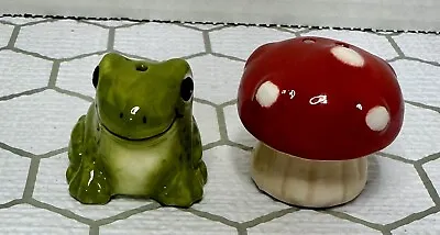 CUTE! Mini Mushroom & Frog Salt And Pepper Shakers  • $13