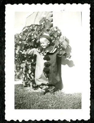 Vintage Photo LITTLE BOY IN CLASSIC CLOWN COSTUME For HALLOWEEN MADE BY MOM 1951 • $5.96