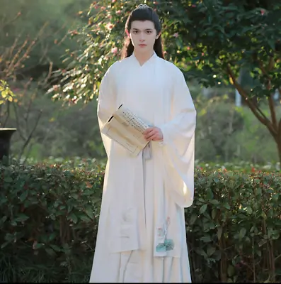 Men Ancient Chinese Halloween Cosplay Costume Summer White Hanfu Set Plus Size • £129.12