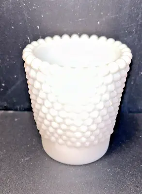 Vintage Hobnail White Milk Glass Candle Tea Light Toothpick Holder 2.5” -Bin C • $3.50