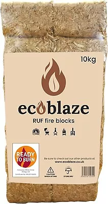 Ecoblaze RUF Fire Briquettes Pack Of 12 Easy To Use Heat Logs 10kg • £14.99