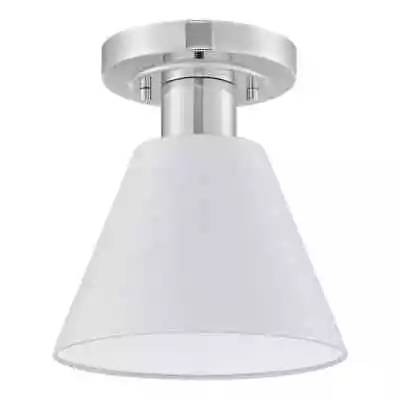 Hampton Bay Finley 8 In. 1-Light White And Chrome Semi-Flush Mount Light Fixture • $15.96