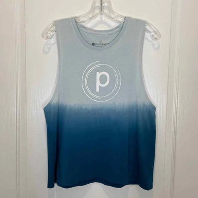$22 • Buy Pure Barre Ombre Muscle Tank Circle P Blue Dip Dye L