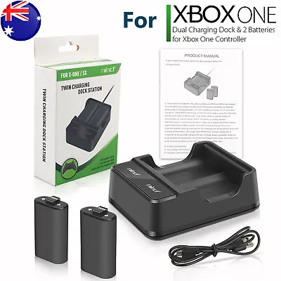 2X Rechargeable Battery Pack + Dual Controller Charger Dock For XBOX ONE S ONE X • $23.99