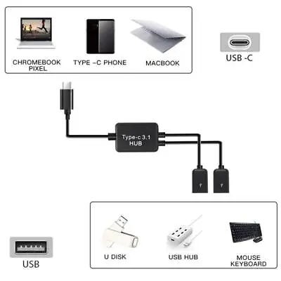 $7.91 • Buy USB C Male To Double USB Female Cable Adapter OTG HUB USB C Splitter Kits