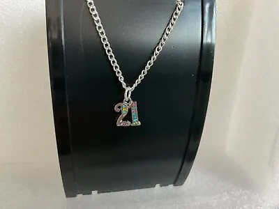 21st BIRTHDAY GIFT SILVER PLATED NECKLACE 21 COLOURED AGE CHARM WITH GIFT BAG • £5.29