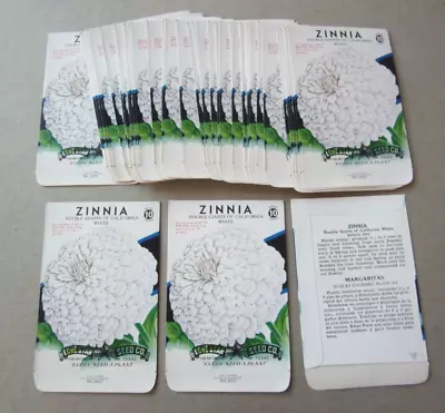 Wholesale Lot Of 50 Old Vintage 1950's - White DG ZINNIA - Flower SEED PACKETS • $17.99