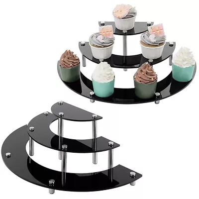 3 Tier Cupcake Stand Semicircle Acrylic Plastic Wedding Party Cake Display Rack • $29.44