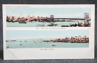 New York And Brooklyn Bridge NY Antique Postcard PC View UDB Detroit Photo • $5