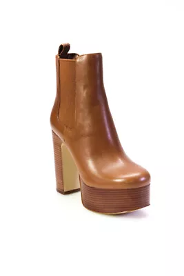 MICHAEL Michael Kors Womens NATASHA LUGGAGE Leather BOOTIE Shoes Size 5.5M • $89