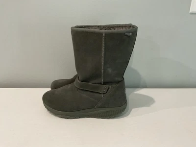 $29.99 • Buy Skechers 24860 Shape-Ups Womens Suede Boots Faux Fur Char Or Gray Size 11