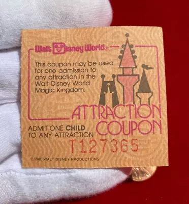 1980 A - E CHILD TICKET Walt Disney World ORANGE 2  X 2  100 YEARS OF WONDER  X4 • $2.99