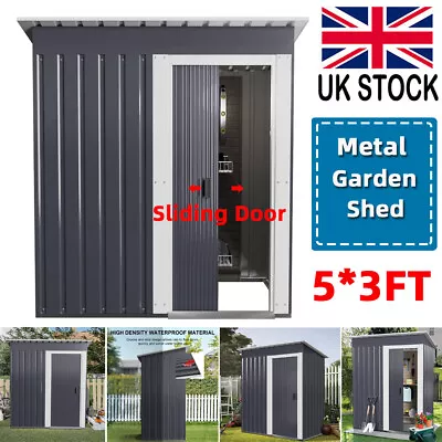 5X3FT Metal Garden Shed Outdoor Storage Cabinet House Pent Roof Lockable Door UK • £144.90