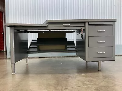 Tanker Desk Vintage W/Trash Bin/Can/Typewriter Section See PHOTOS! • $375