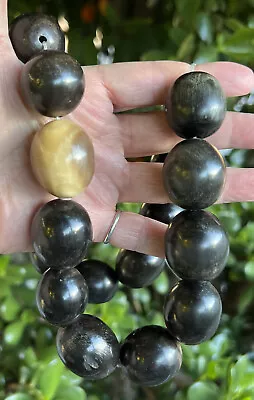 Vintage Heavy Bold Natural Beast Horn Bead Necklace • $879.99