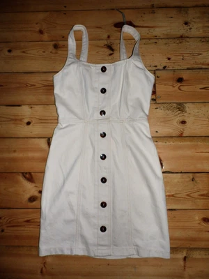 £10 • Buy ASOS Denim Cream Front Button Pinafore, UK 10, BNWT